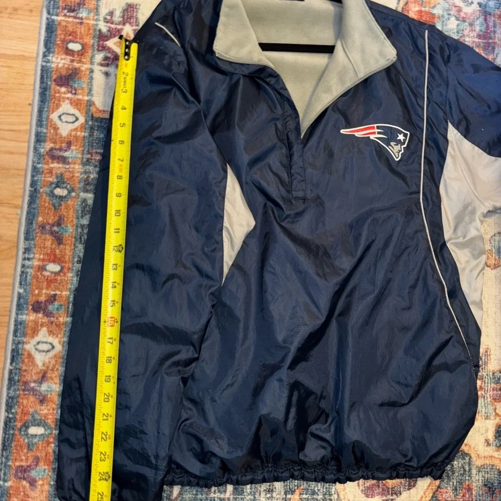 NFL Official Patriots Fleece Lined Windbreaker, Quarter Zip, Reversible - Picture 6 of 8